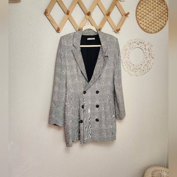 Reformation Dresses & Skirts - Reformation Plaid Double Breasted Mini Blazer Dress In Black Women's Size Large